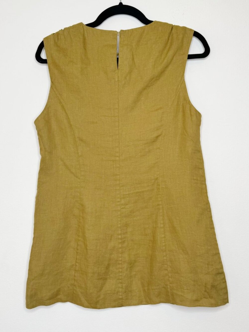 Doen Bennette Dress Golden Olive Linen Sleeveless Pocket Shift Dress Size M - Picture 13 of 14